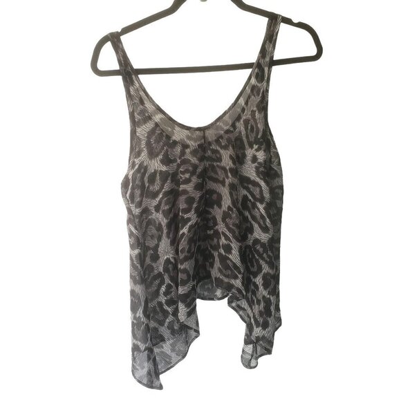 Audrey 3+1 Flowing Tank Top Gray Black Animal Print Polyester Womens Size Small - Picture 2 of 5